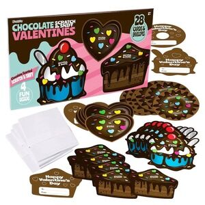 Chocolate Scented‎ Valentine's Day Cards– 28 Pack with Envelopes Scratch & Sniff